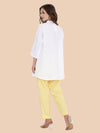 White Linen Kurti with Yellow Floral Resham Embroidery
